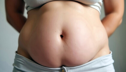 Lower Belly fat loss, Close-up of a pregnant belly celebrating motherhood anticipation, Type 2 diabetes