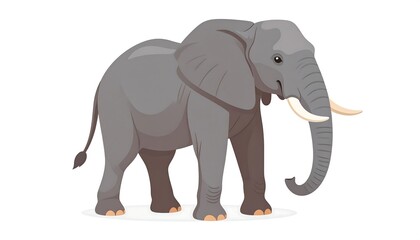 Obraz premium Vector illustration of a large, gray elephant with long tusks