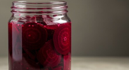 Glass Jar of Pickled Beetroot Slices