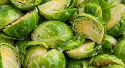 Closeup of Fresh Green Brussels Sprouts