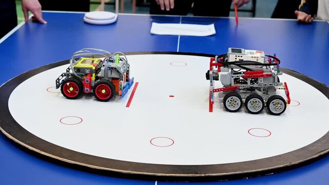 competition in the sumo robot category, the robot pushed the opponent out