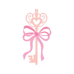 Ornamental Key with Pink Ribbon
