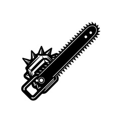 Illustration of a chainsaw tool on transparent background silhouette