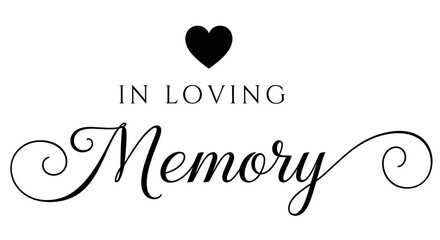 In loving memory text with a heart above the words.