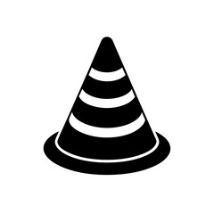 Isolated black traffic cone art on transparent background silhouette
