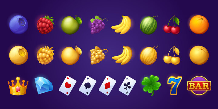 Icons for gambling slot machine in casino