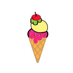 Delicious Strawberry Ice Cream Cone