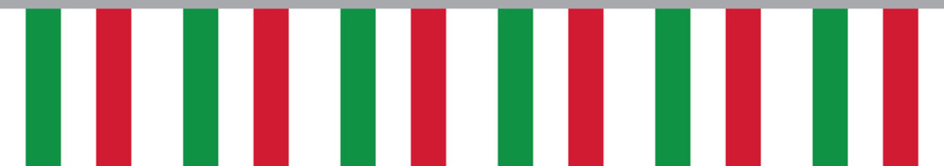 Seamless national flag of Italy party bunting border. Flat design illustration.