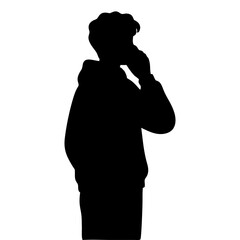 silhouette of a person making a call