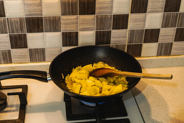 frying pan with vegetables