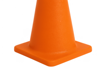 Orange traffic cone representing road safety and construction warning on transparent background