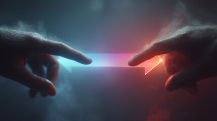 Minimalist hand gesture of push and pull creative interaction concept modern communication design human relationship illustration generated ai