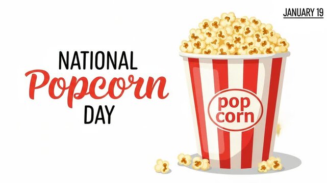 National popcorn day celebration with popcorn bucket isolated on white background