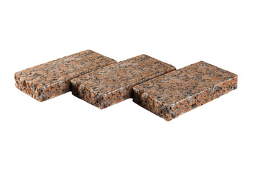 Three paving stones isolated on a white background