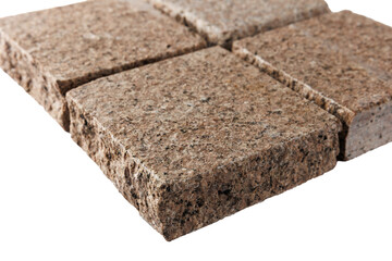 Four paving stones isolated on a white background
