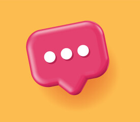 Comment chat message 3d icon vector graphic, modern sms text bubble red yellow as messenger trendy sign symbol, talk or dialog notification notice image clip art isolated cut out