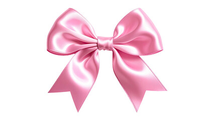 Fototapeta premium Pink, satiny bow with symmetrical loops isolated on black