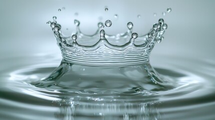 Liquid drop collision water crown formation macro photography crystal clear droplets splashing impact moment high speed freeze motion surface tension dynamics
