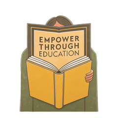 Empower through education with transparent background showcases importance of learning and knowledge. This illustration inspires growth