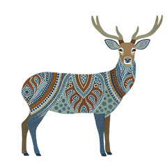Beautifully designed deer with intricate patterns and transparent background, showcasing artistic details and vibrant colors
