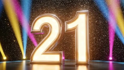 Shiny Number 21 Golden Light Effect Celebration Scene