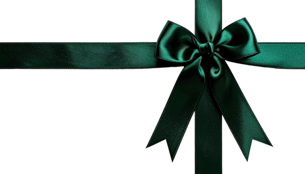 Emerald ribbon crossed with bow on black