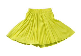 Bright yellow pleated skirt isolated on transparent background for a summer look