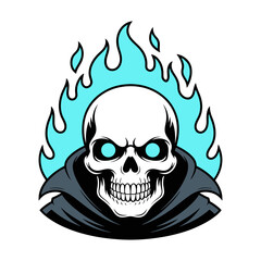 skull on blue fire
