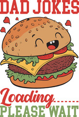 Funny dad jokes loading burger illustration isolated on white background