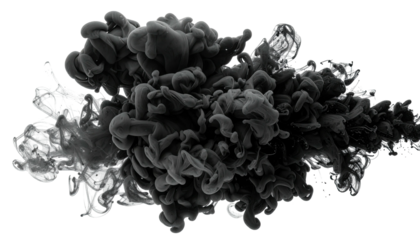 Swirling mass of dense black fluid resembling smoke or ink cloud