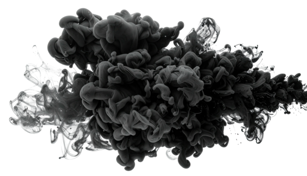 Swirling mass of dense black fluid resembling smoke or ink cloud