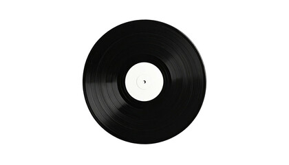 Fototapeta premium Centered black vinyl record against a stark black background