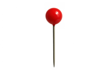 Red pushpin map marker pointing location, marking precise position, isolated on transparent background
