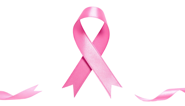 Pink ribbon, breast cancer awareness symbol, on black background