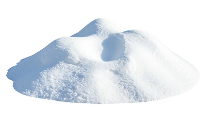 Snow mound has subtle hills, isolated on black
