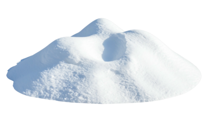 Snow mound has subtle hills, isolated on black