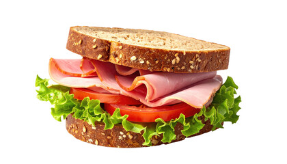 Ham, lettuce, and tomato sandwich on seeded whole wheat bread