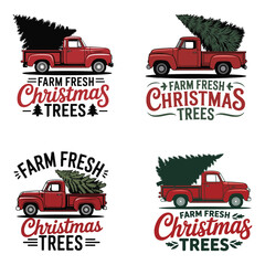 Charming Christmas tree farm delivery trucks bringing holiday joy and festive spirit with farm fresh trees for seasonal celebrations and vintage vibes