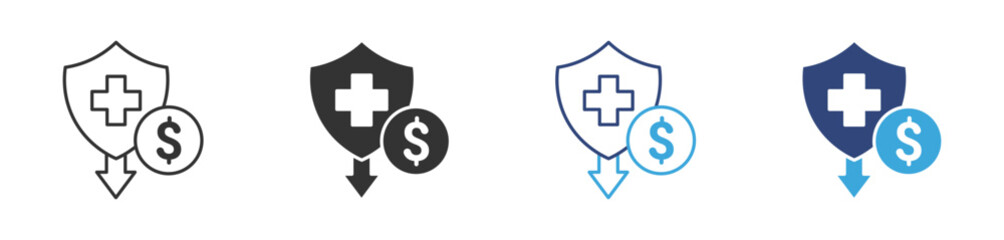 reduce medical costs icon  set, vector illustration . 