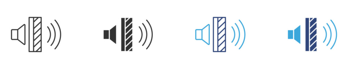 Soundproof icon set. Voice reflection icon , Sound barrier blocking , vector illustration . 