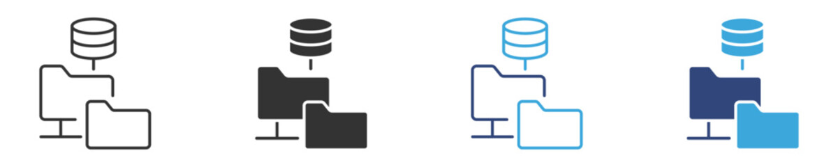 Data management icon set,  with folders ,  vector illustration of financial data analytics and growth . 