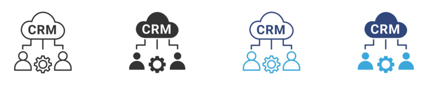 CRM icon with cloud and customers, vector illustration .