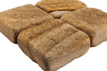 Four paving stones isolated on a white background