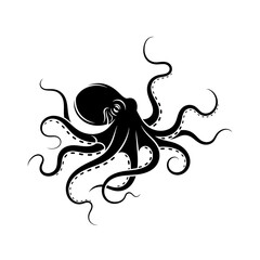 Black octopus marine icon