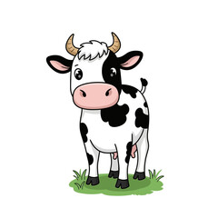 Cartoon black white cow