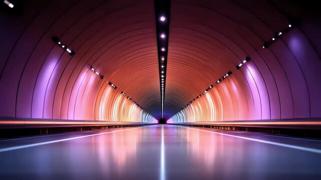 Neon Light Tunnel Highway Full of Technology