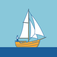 Classic sailboat at sea