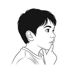Boy profile thinking art