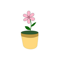 Cartoon Flower in Pot: Simple Illustration