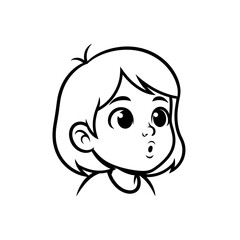 Curious girl line art face
